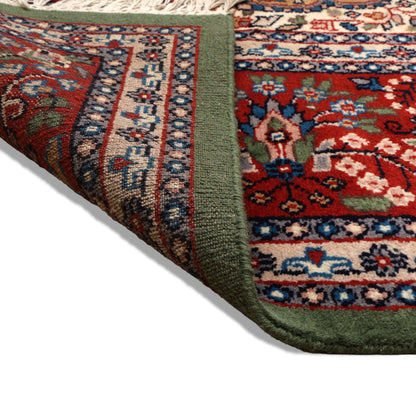Asheville Hand-Knotted Wool Oriental Rug Sage Green, Crimson &amp; Ivory
