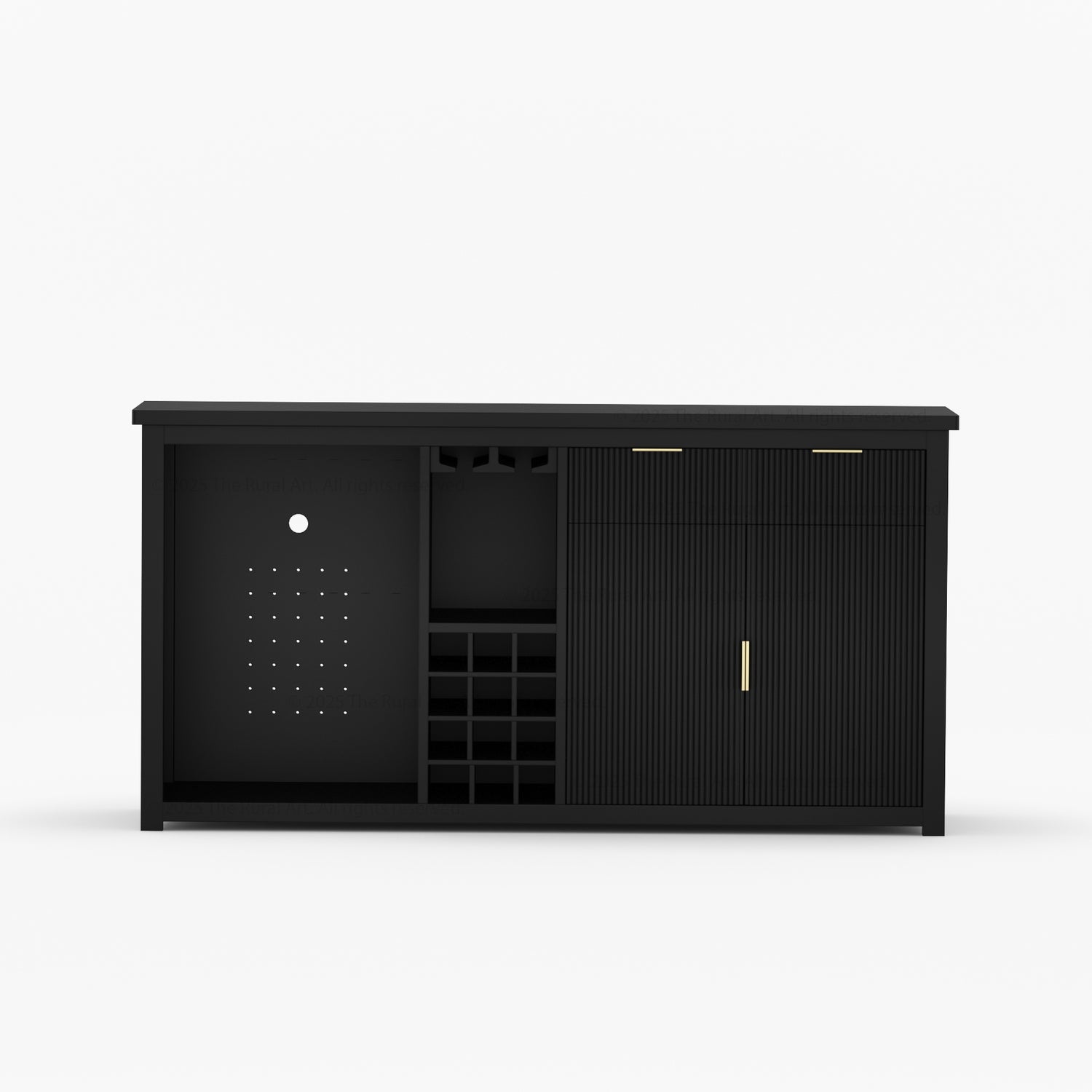 Sonoma Modern Black Bar Cabinet with Mini Fridge Space