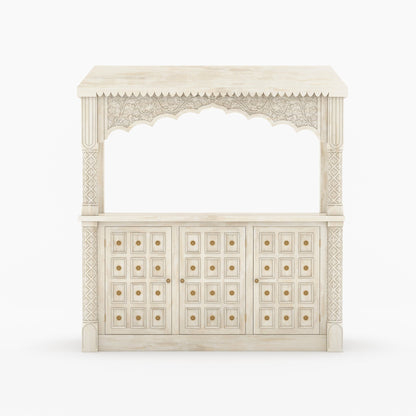 Monterey Hand-Carved Solid Wood Wine Bar Sideboard Cabinet