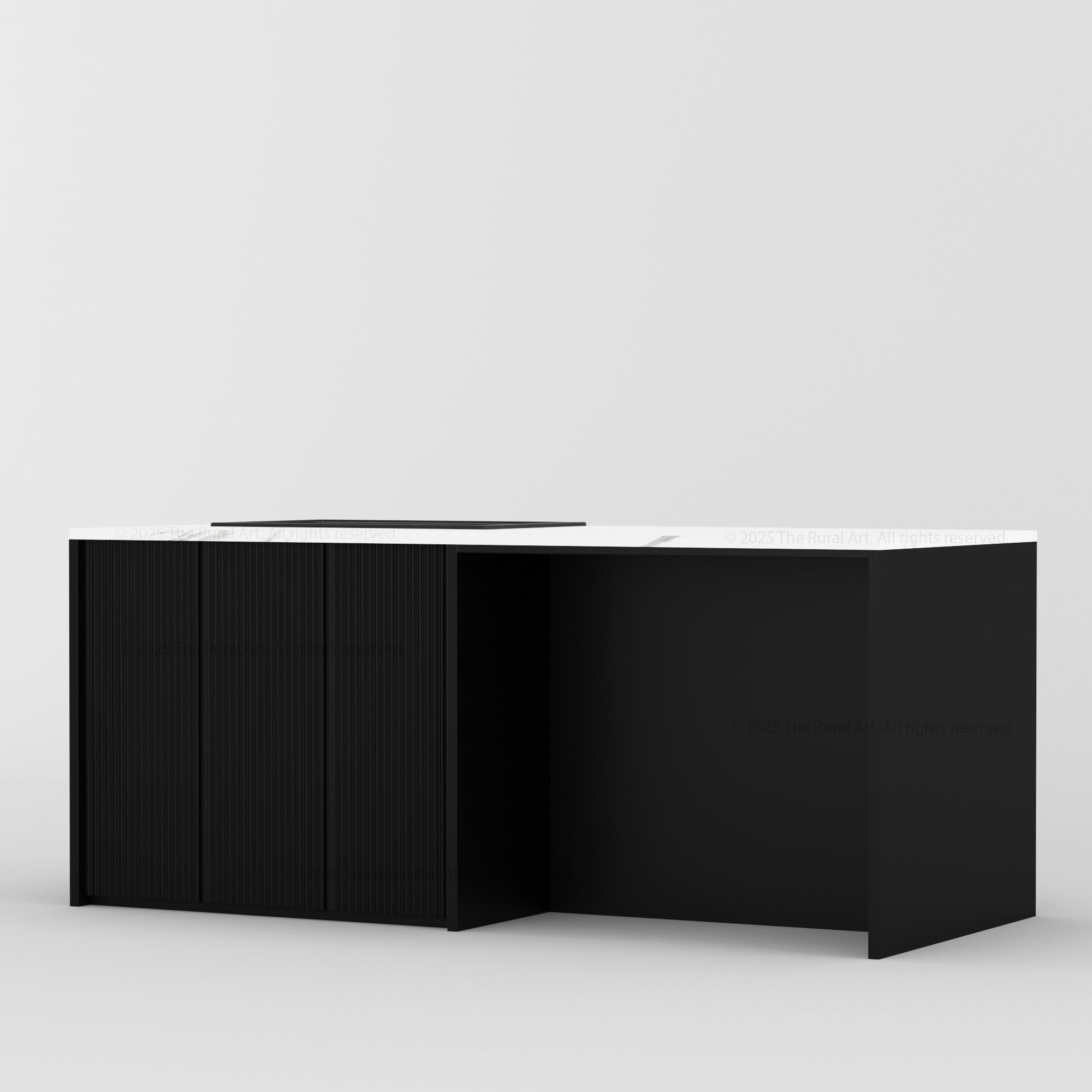 Sonoma Fluted 84&quot; Kitchen Island with Sink Cut-Out &amp; Matching Stools