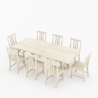 Shelbyville Solid Wood Farmhouse Dining Table &amp; Slatted-Back Chair Set