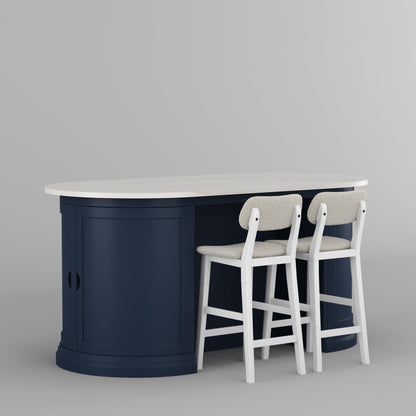 Harrison Solid Wood Oval Kitchen Island with Storage &amp; Optional Seating