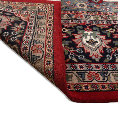 Zareen Hand-Knotted Wool Kashan Rug – Crimson Red &amp; Midnight Blue