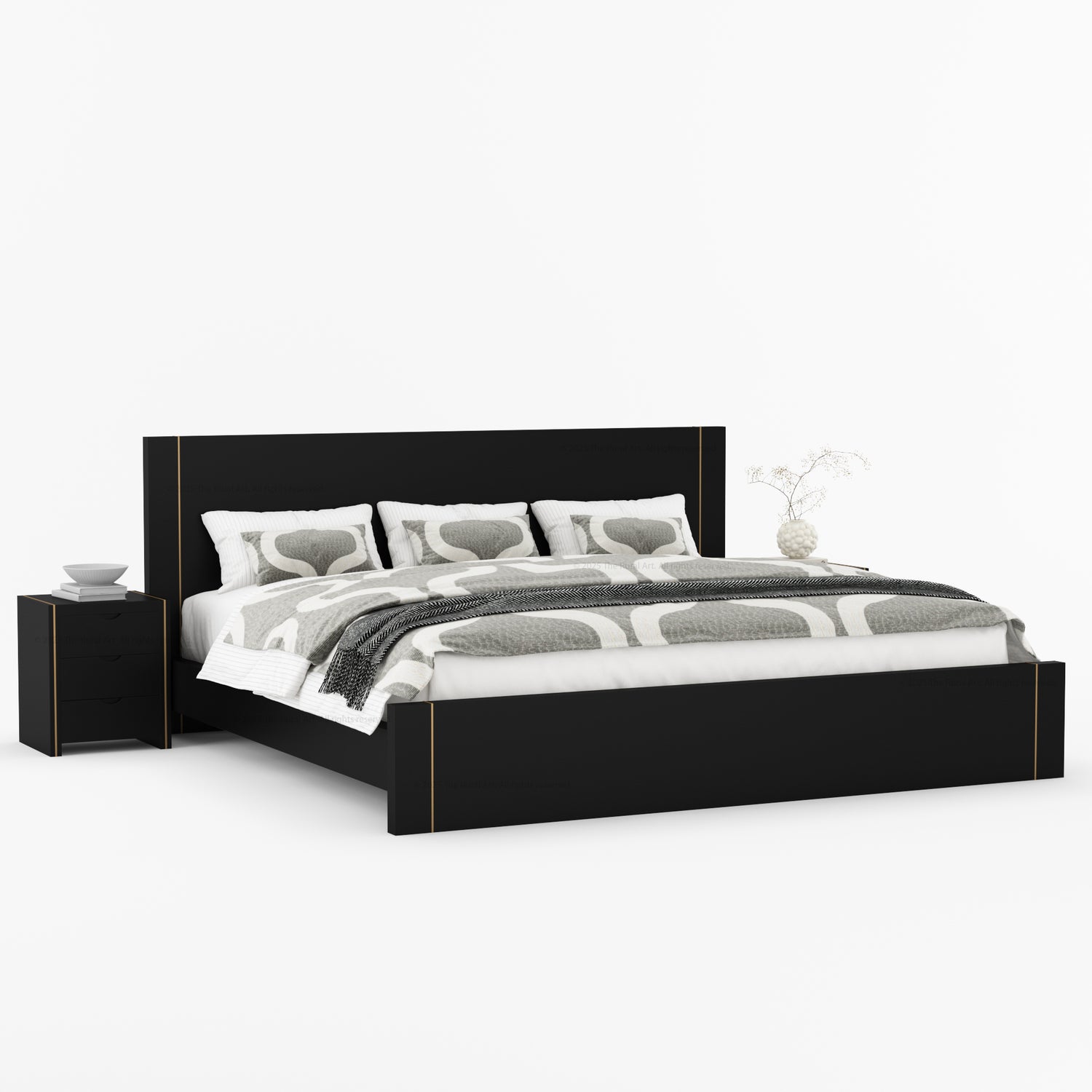 Branson Solid Wood Bedroom Collection with Brass Inlay Detailing
