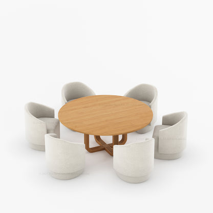 Marysville Round Pedestal Dining Table &amp; Chair Set with Sculptural Curved-Leg Base
