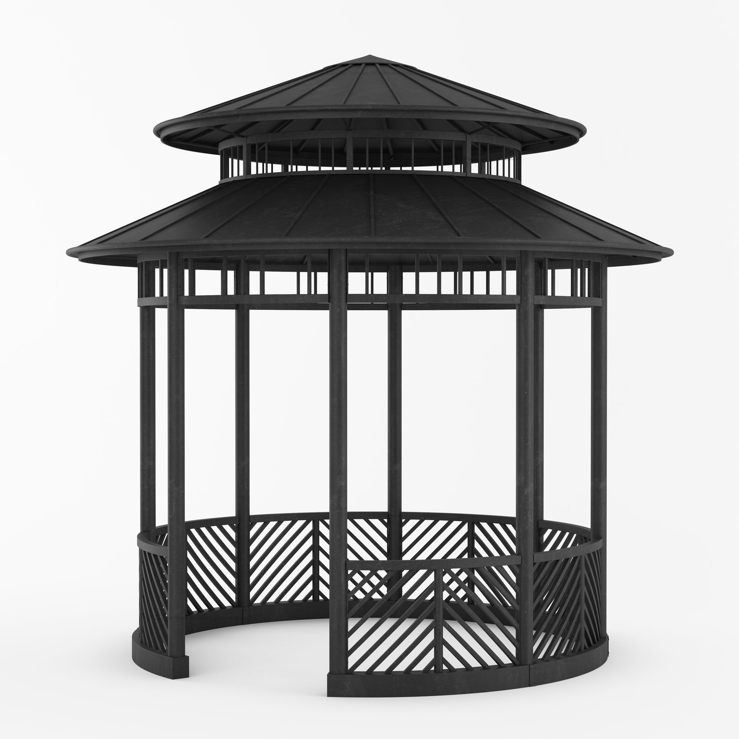 Portsmouth Double-Tier Estate Pavilion Wrought Iron Garden Gazebo