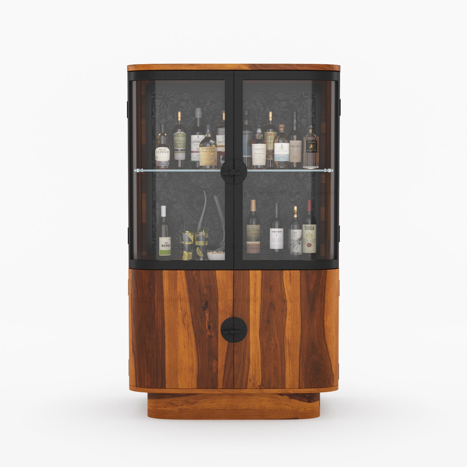 Woodinville Carved Bar Cabinet with Display Rack