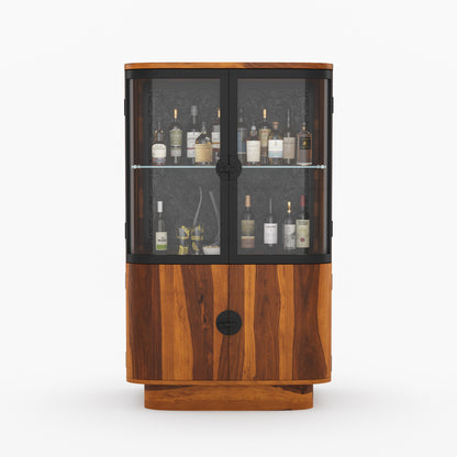 Woodinville Carved Bar Cabinet with Display Rack