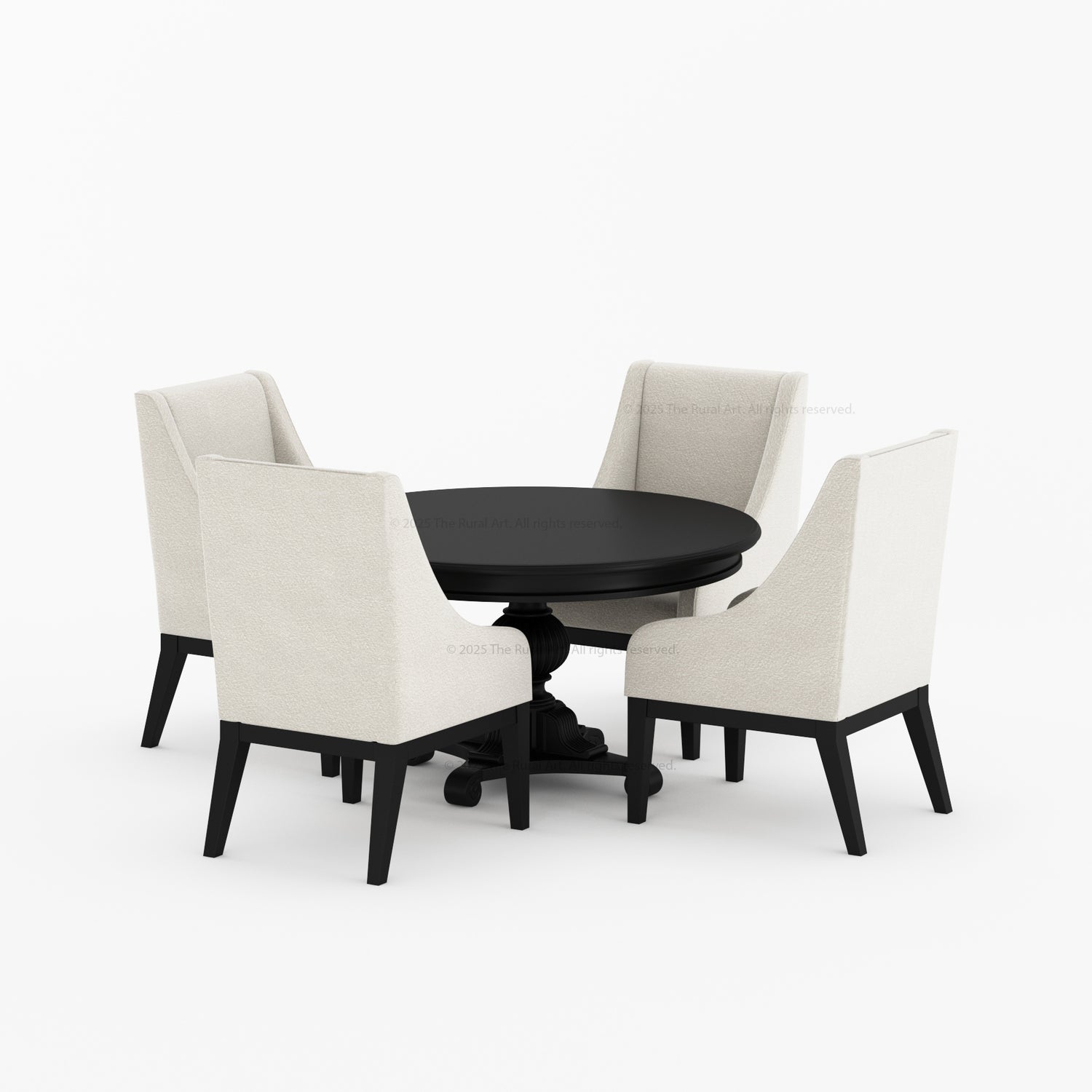 Phoenix Solid Wood Pedestal Dining Table &amp; Upholstered Armchair Set