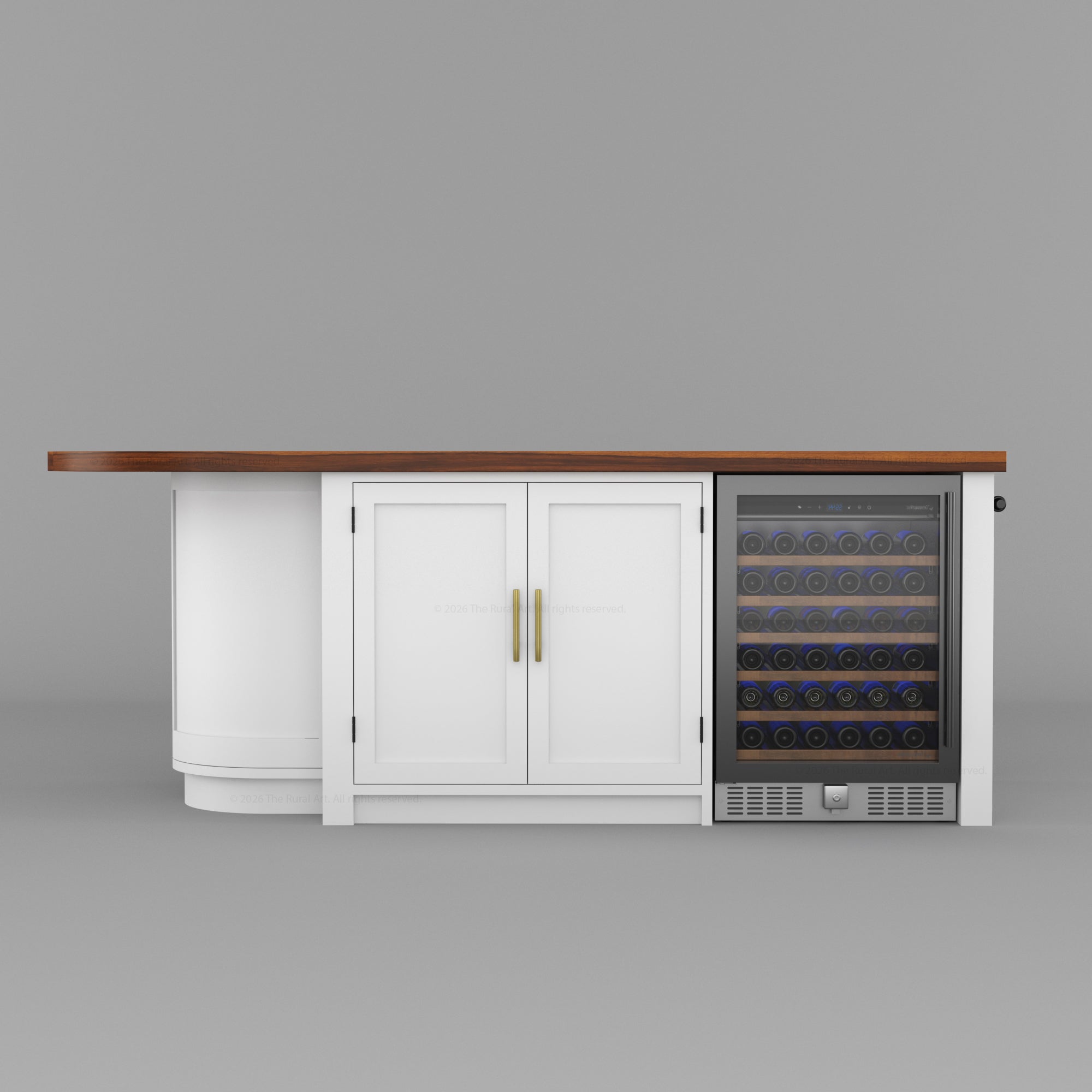 Danville Solid Wood Kitchen Island with Built-In Wine Cooler &amp; Storage Cabinets