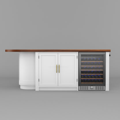 Danville Solid Wood Kitchen Island with Built-In Wine Cooler &amp; Storage Cabinets