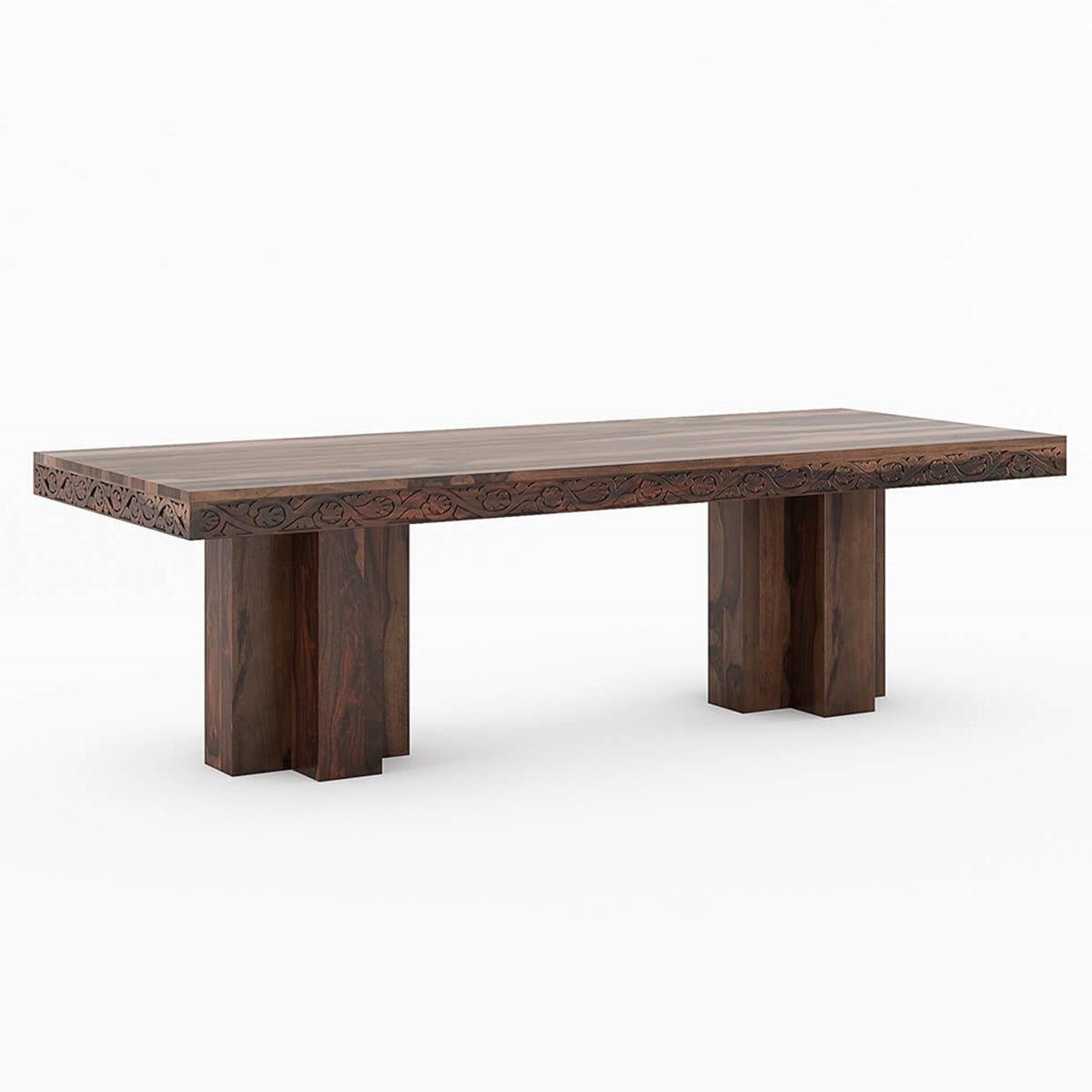 Dallas Ranch Rustic Solid Wood Double Pedestal Large Dining Table
