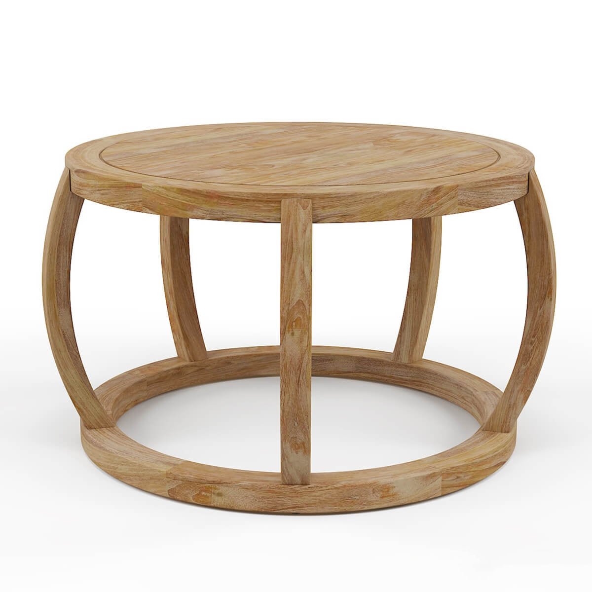 Orana Solid Wood 36" Rustic Round Nesting Coffee Table Set Of 2