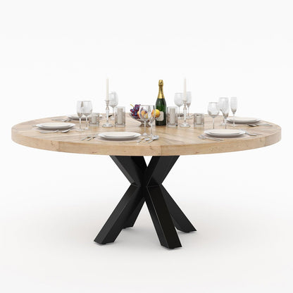 Johnson Rustic Solid Wood 2 Tone Round Dining Table