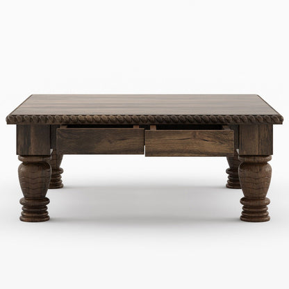 Canton Rustic Solid Wood Traditional Large  Square Coffee Table