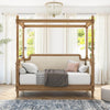 Oviedo Daybed w Canopy Rustic Solid Wood Upholstered Back Twin