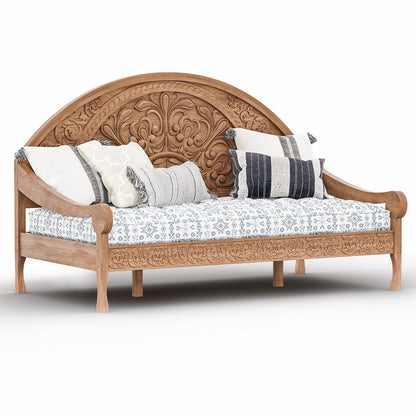 Zurich Rustic Solid Wood Traditional Handcarved Twin Size Daybed