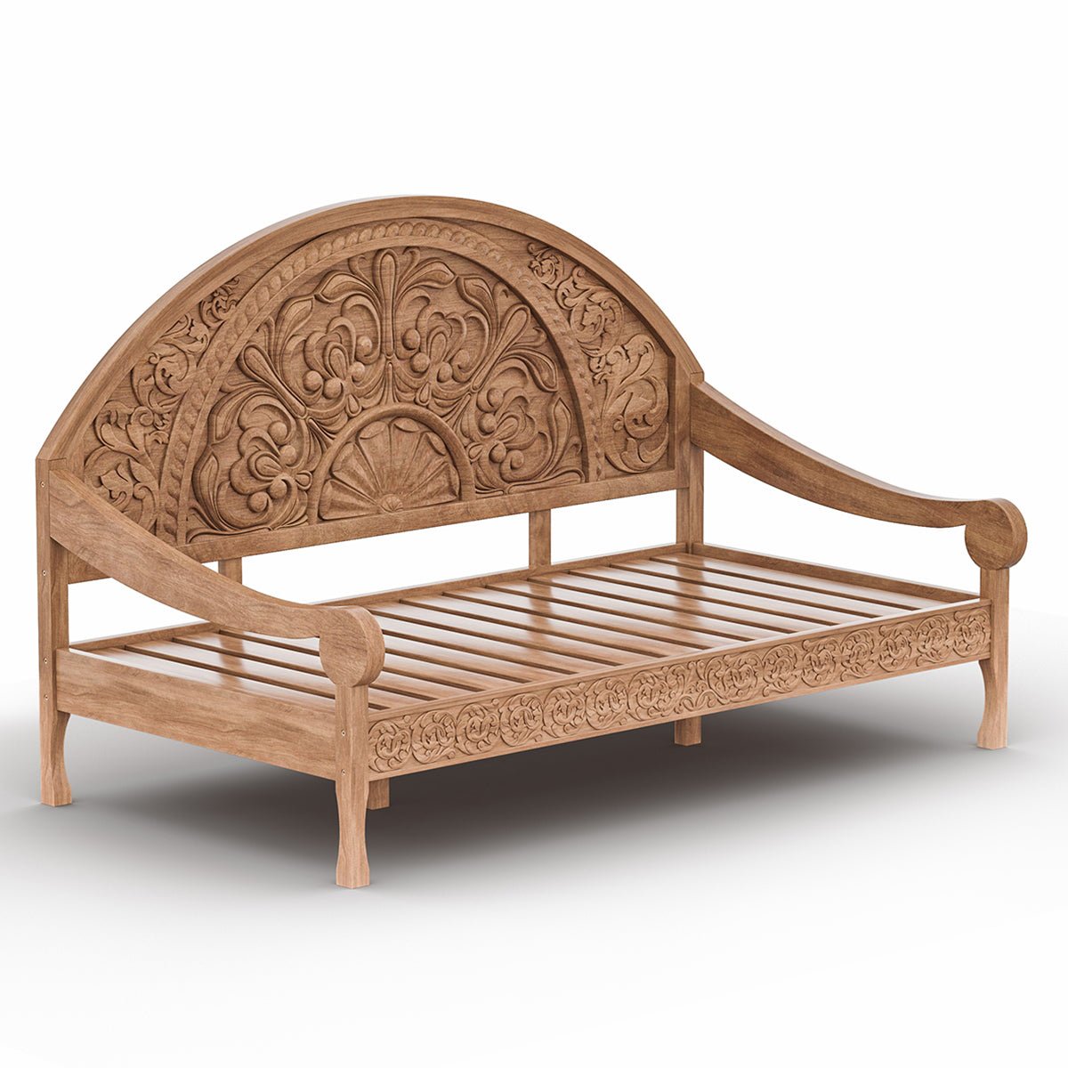 Zurich Rustic Solid Wood Traditional Handcarved Twin Size Daybed