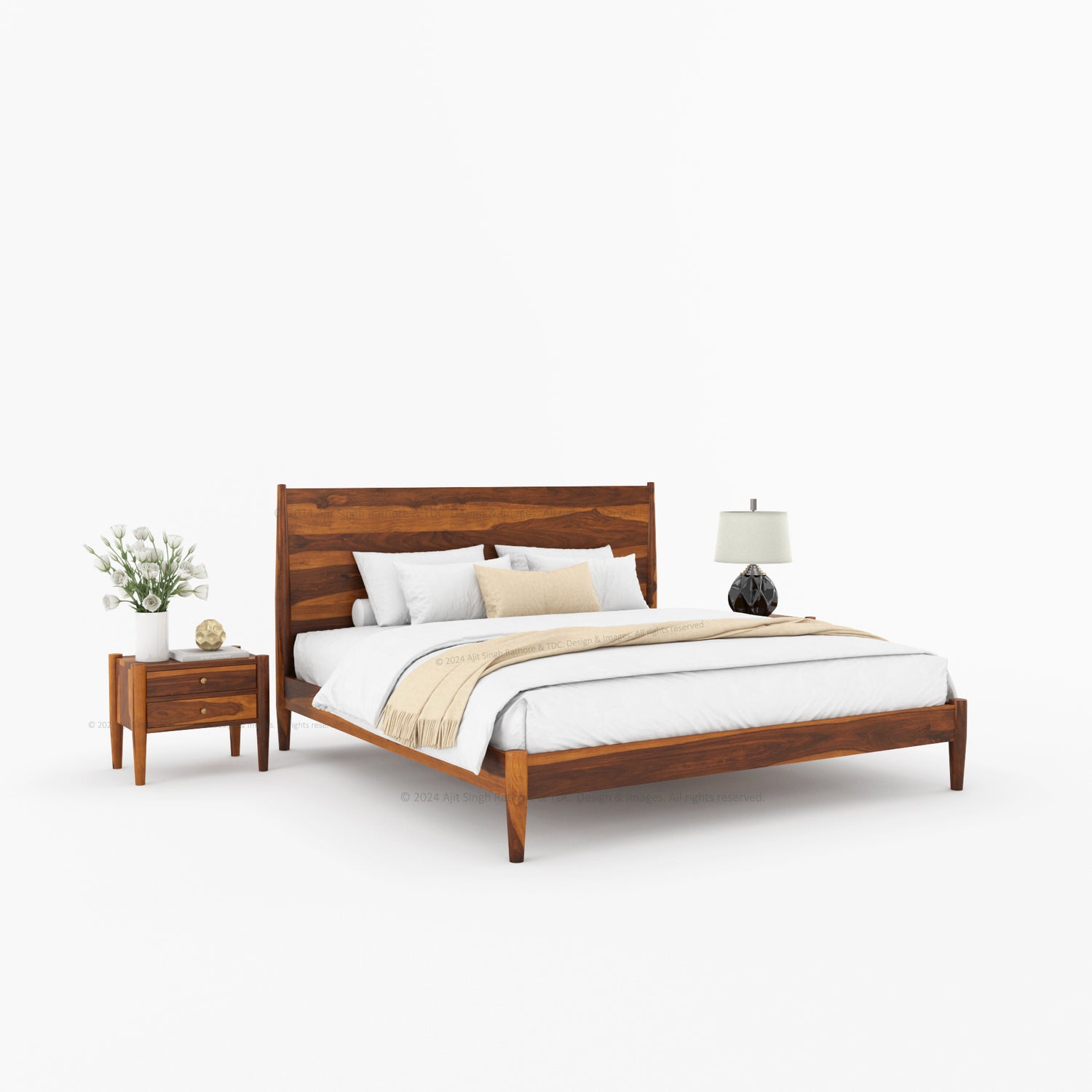 Searcy Solid Wood Platform Bed with Headboard &amp; Slats