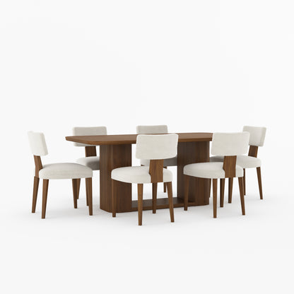 Selma Modern Solid Wood Dining Table Set with Boucle Upholstered Chairs
