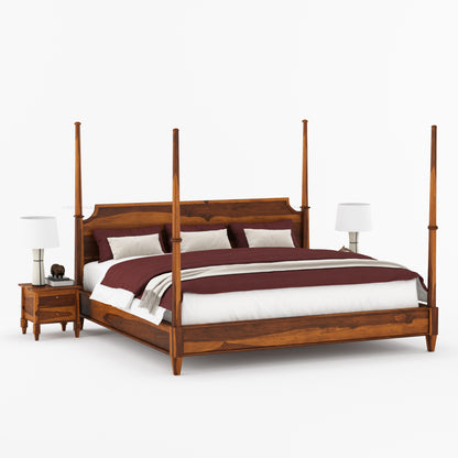 Dothan Four-Poster &amp; Floral-Carved Leg Solid Wood Bedroom Collection