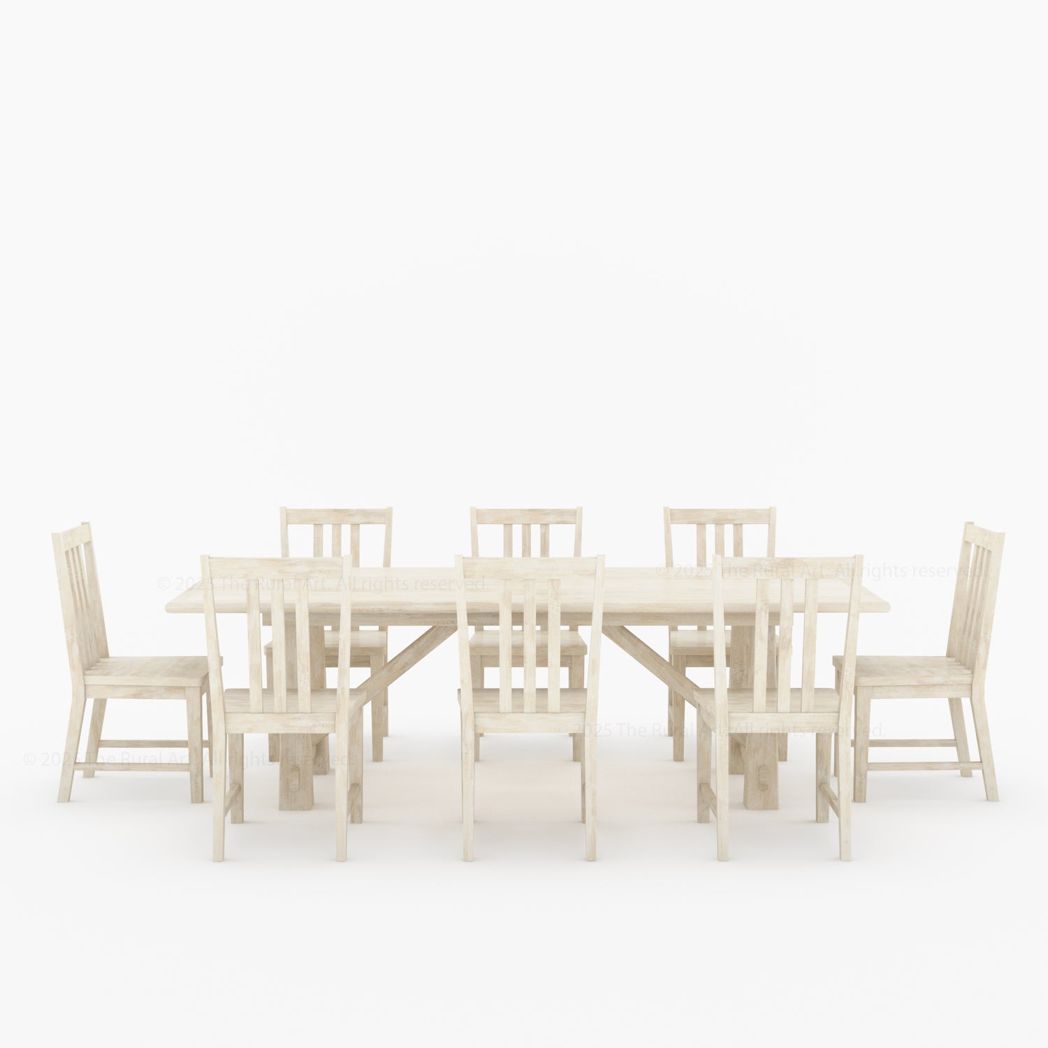 Shelbyville Solid Wood Farmhouse Dining Table &amp; Slatted-Back Chair Set