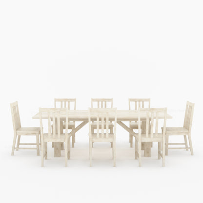 Shelbyville Solid Wood Farmhouse Dining Table &amp; Slatted-Back Chair Set