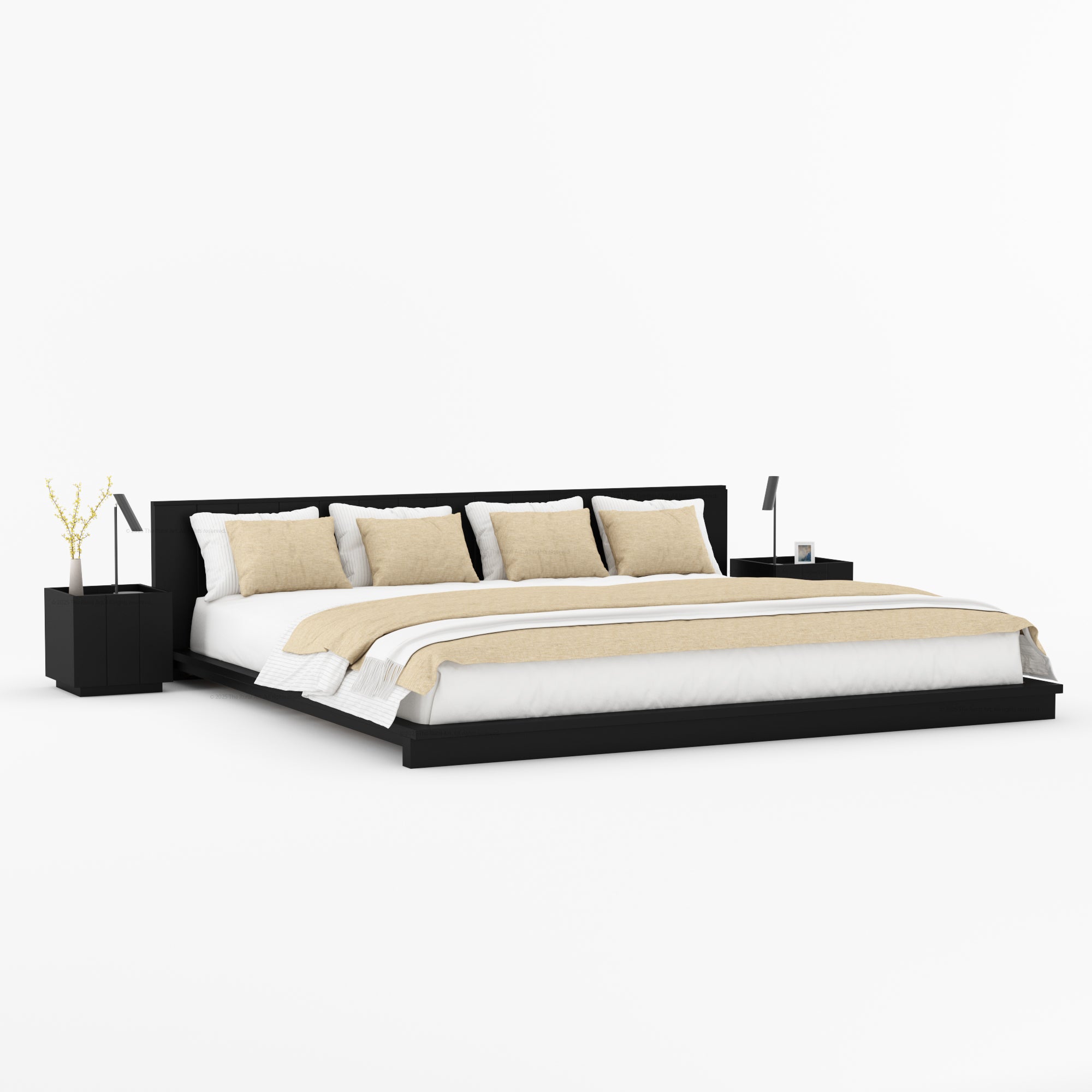 Sierra Vista Teak Wood Platform Bed with Vertical Slat Headboard