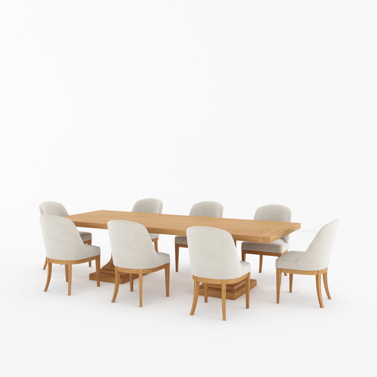 Medina Dining Table Set for 4, 6, 8 and 10 | Solid Wood Pedestal Table &amp; Upholstered Chairs