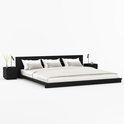 Sierra Vista Teak Wood Platform Bed with Vertical Slat Headboard