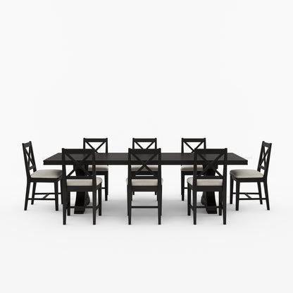 Sherman Solid Wood Black Dining Table and Chair Set for 4, 6, 8, 10, 12 People