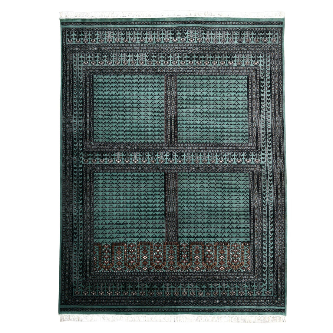 Aspen Hand-Knotted Wool Tribal Rug – Sage Green &amp; Charcoal | Medium Pile Mild Soft Finish