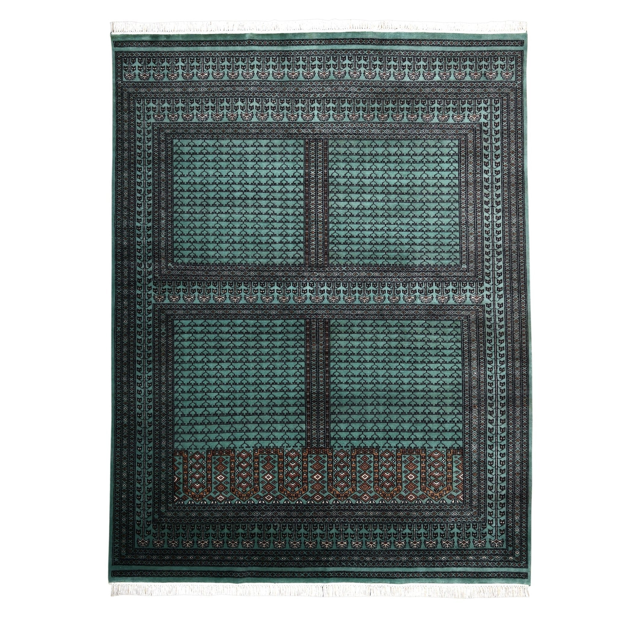 Aspen Hand-Knotted Wool Tribal Rug – Sage Green &amp; Charcoal | Medium Pile Mild Soft Finish
