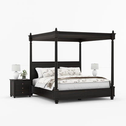 Kingman Grand Solid Wood Canopy Bed with Fluted Column Details