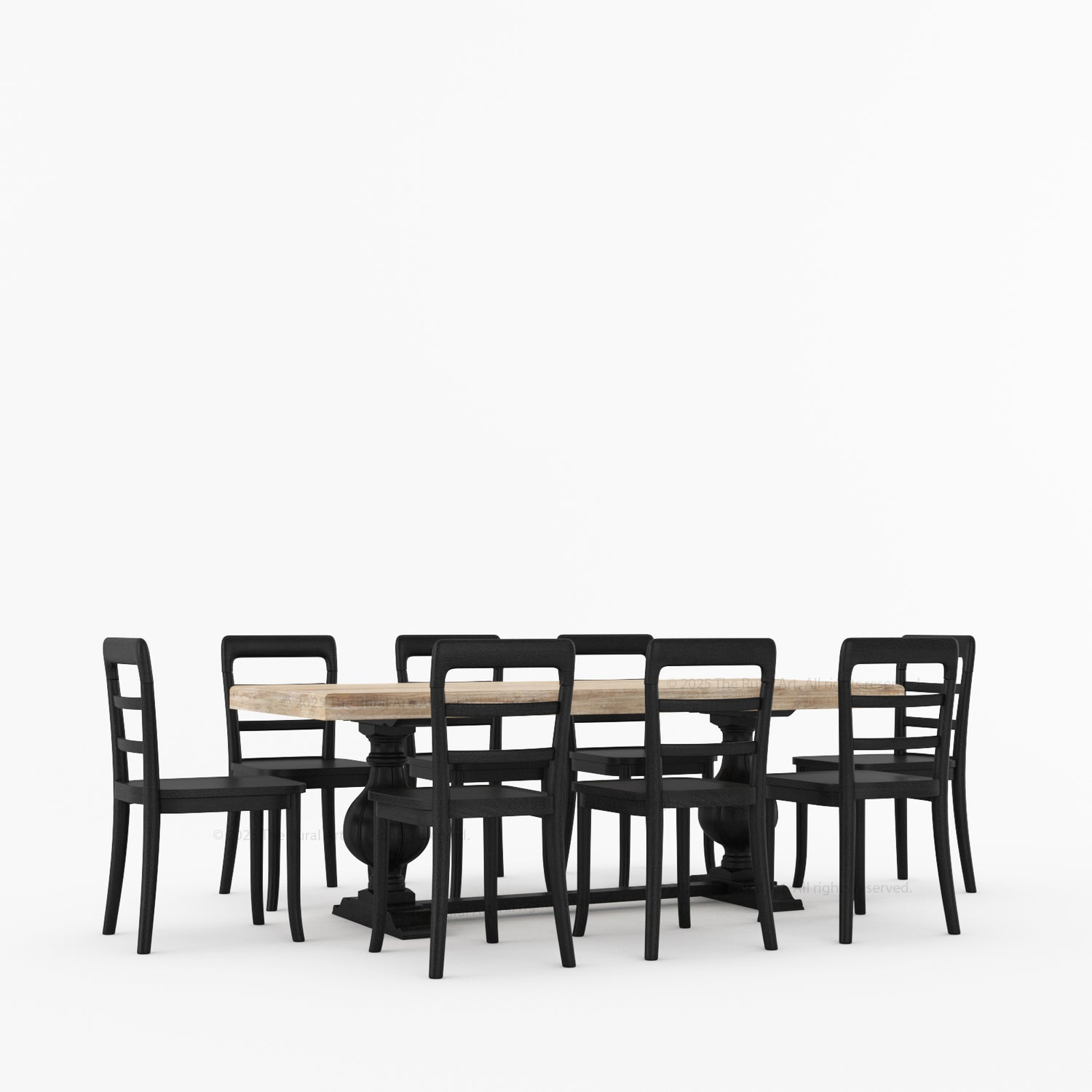 Manhattan Dual-Tone Solid Wood Pedestal Dining Table &amp; Chair Set