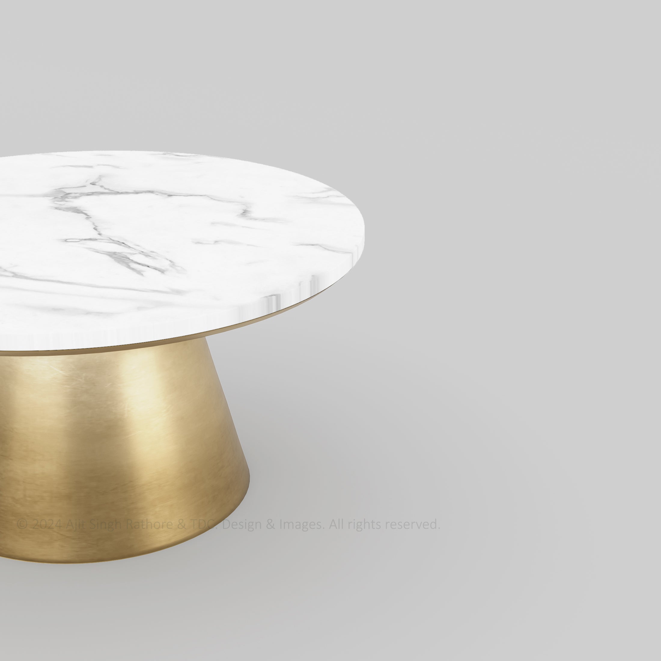 Luxe Marble-Top Coffee Table with Brass-Finish Iron Base