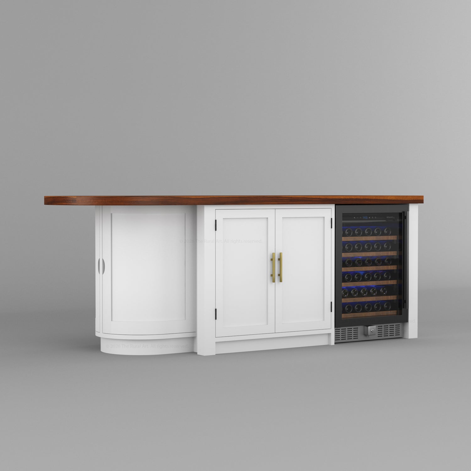 Danville Solid Wood Kitchen Island with Built-In Wine Cooler &amp; Storage Cabinets
