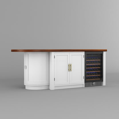 Danville Solid Wood Kitchen Island with Built-In Wine Cooler &amp; Storage Cabinets