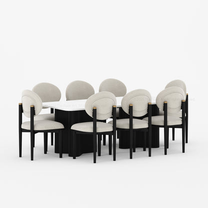 Valdez Fluted Dining Table &amp; Upholstered Chair Set