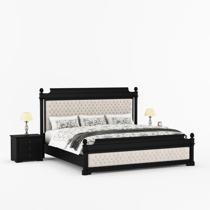 Abilene Solid Wood Platform Bed with Hand Tufted Upholstered Headboard