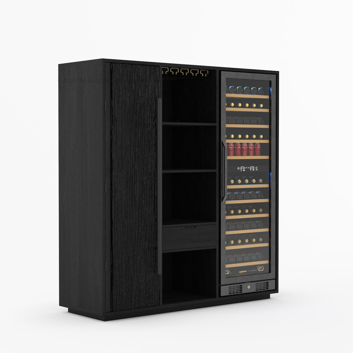 Myers Grand Modern Solid Wood Wine Bar Cabinet with Fridge Cutout