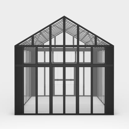 Boulder Estate Black Metal &amp; Glass Greenhouse