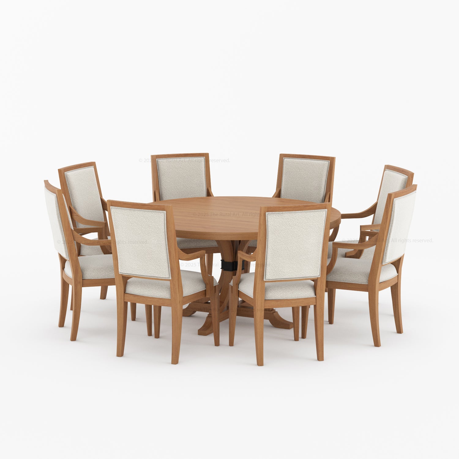 Miami Round Solid Wood Dining Table with Iron Accent Pedestal