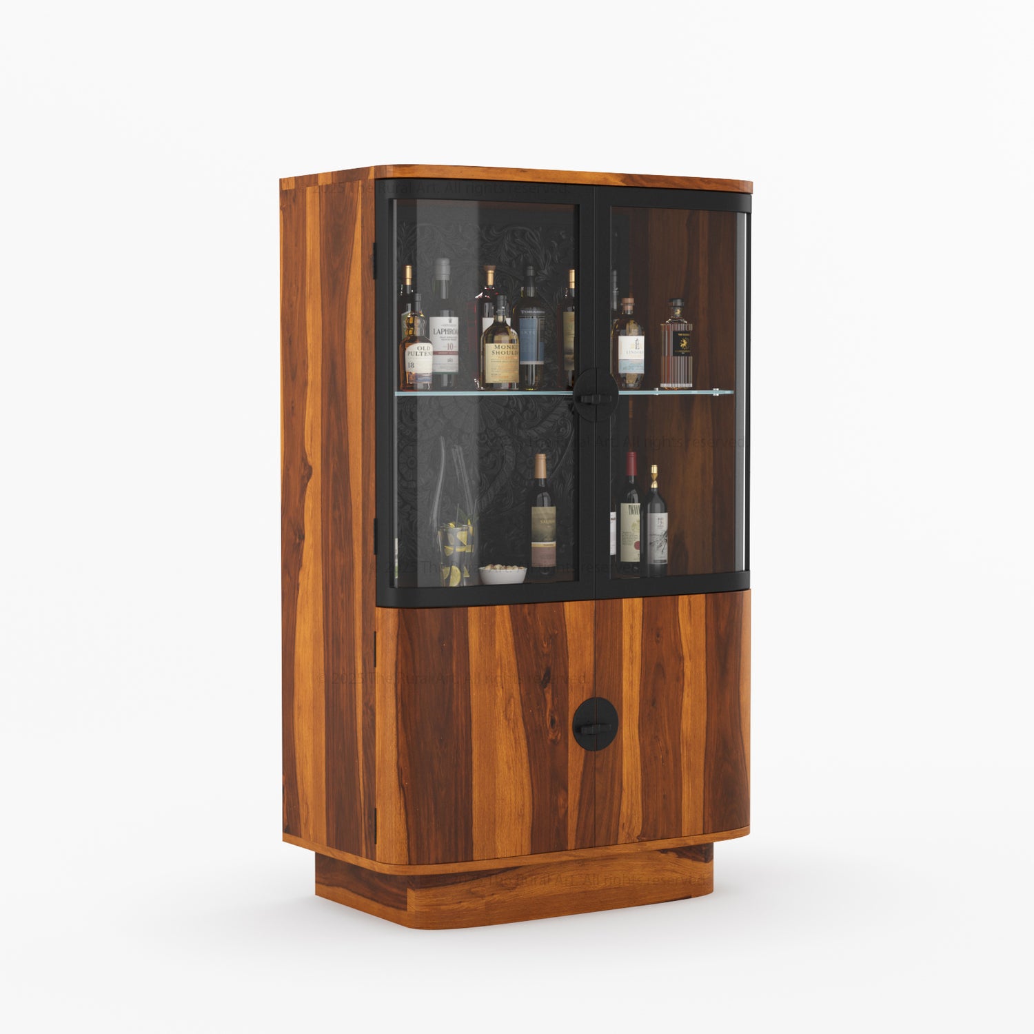 Woodinville Carved Bar Cabinet with Display Rack