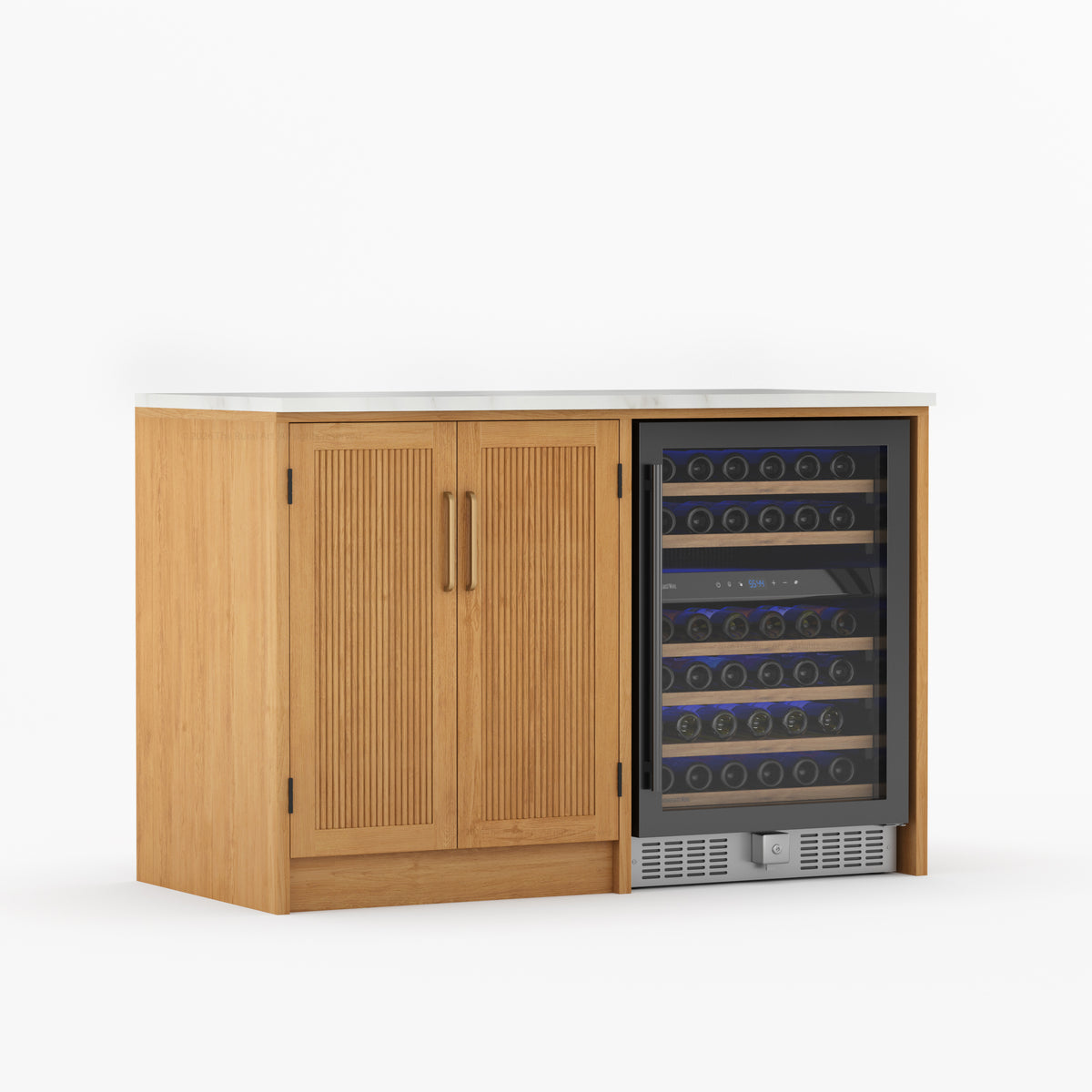 Fresno Modern Solid Wood Wine Bar Cabinet with Fridge Cutout