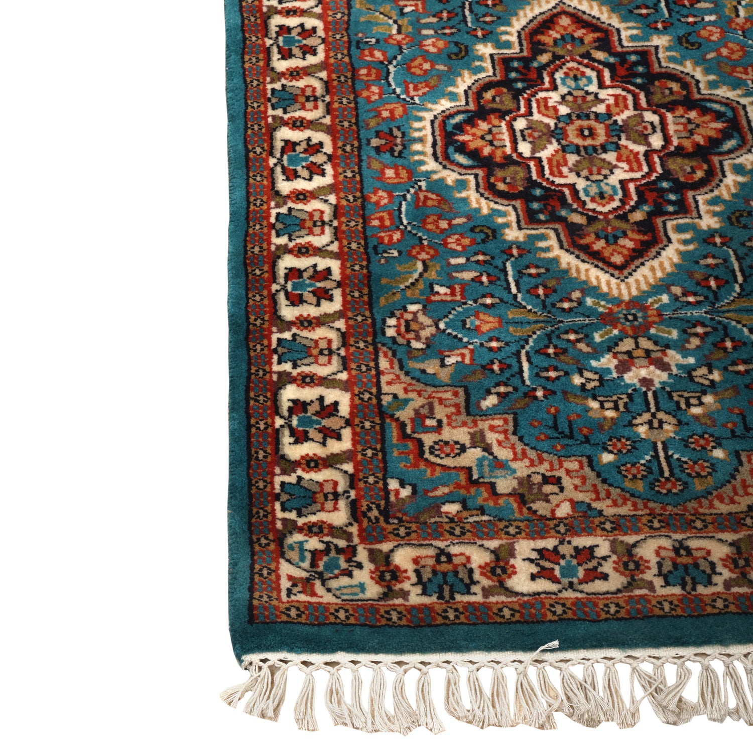 Highland Turquoise Hand-Knotted Wool Runner Rug