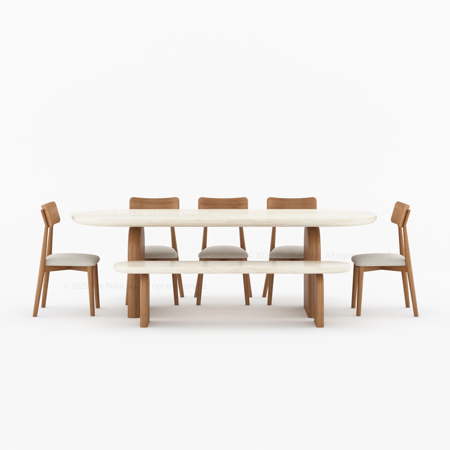 Blytheville Dual Tone Oval Dining Table with Curved Edges