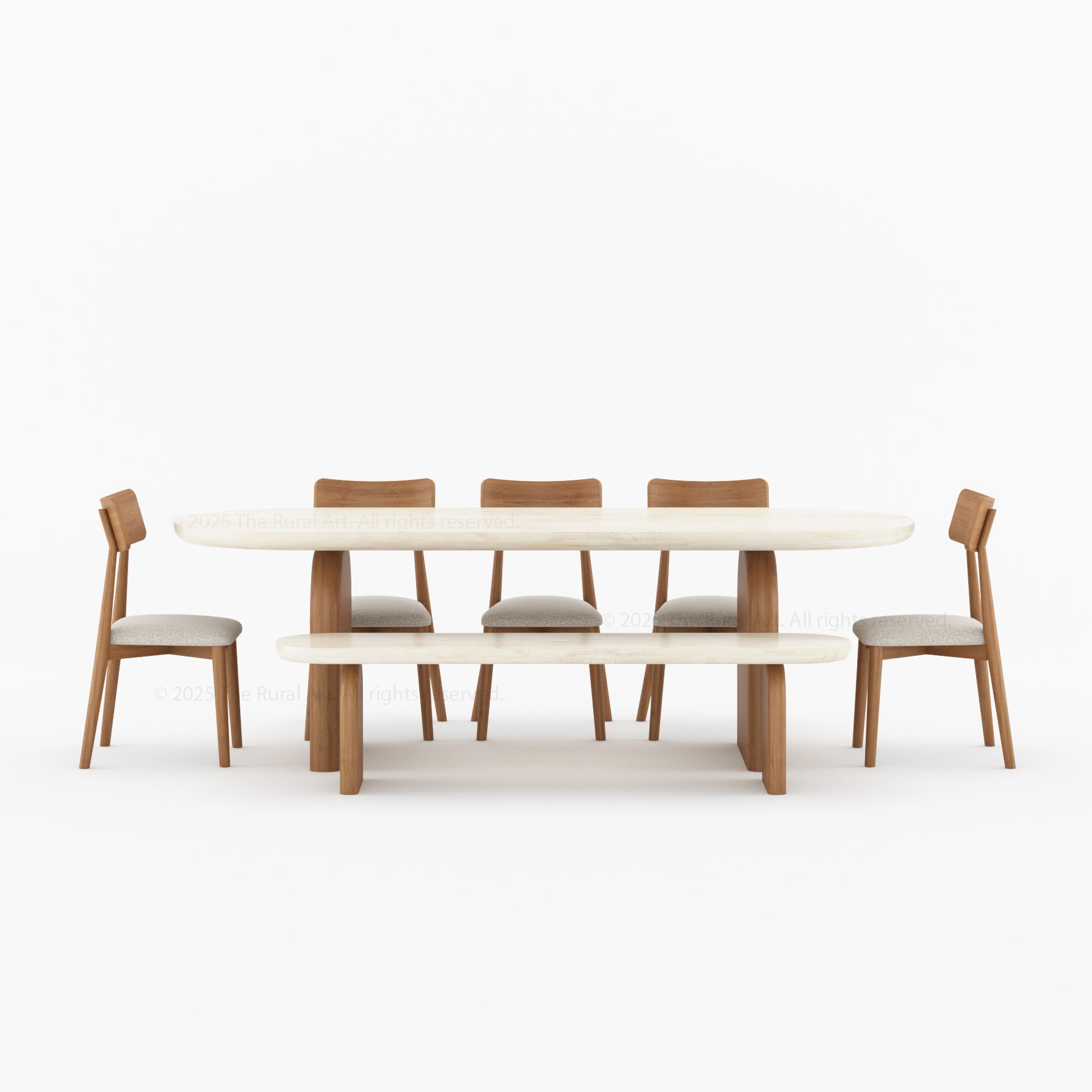 Blytheville Dual Tone Oval Dining Table with Curved Edges
