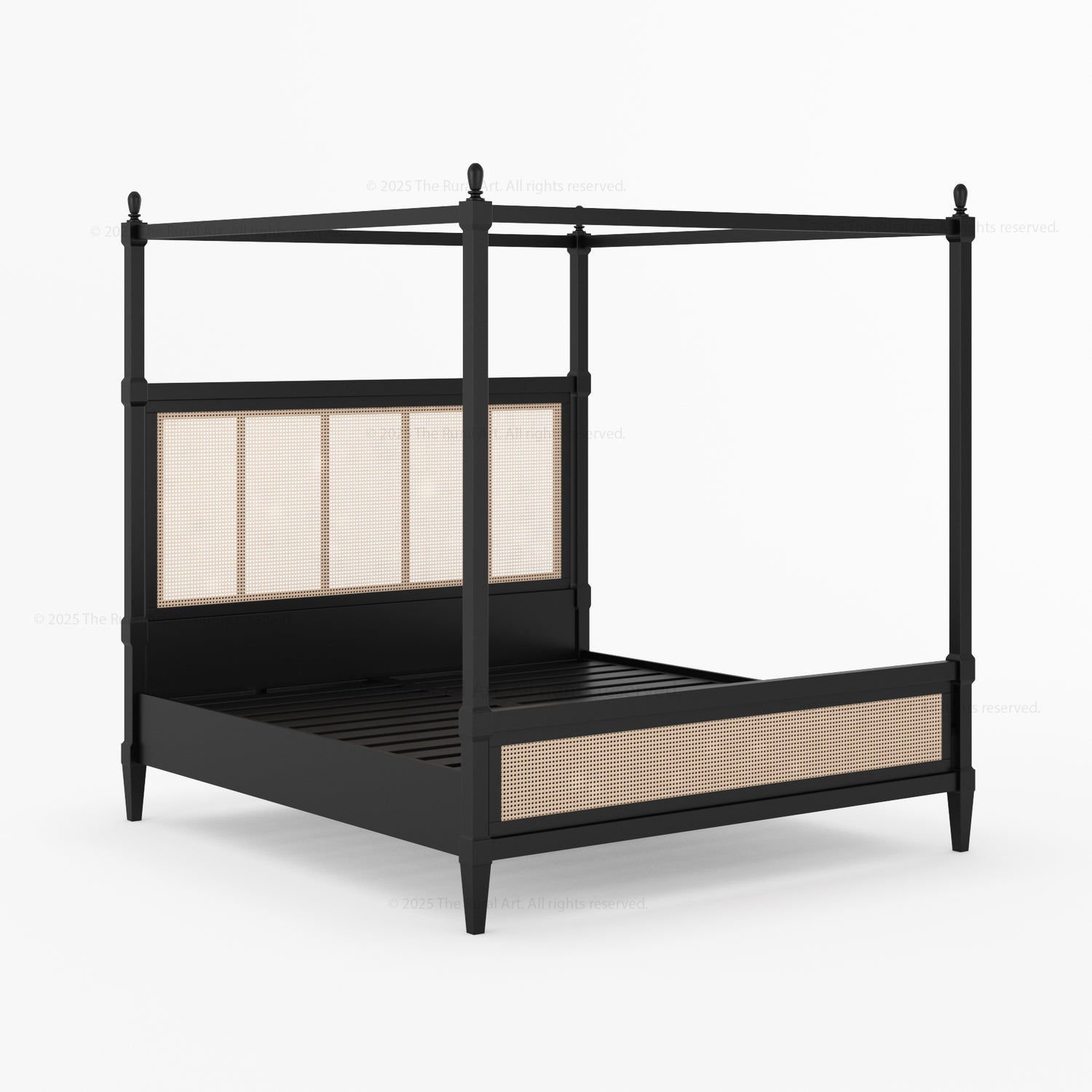 Hayward Solid Wood Four Poster Canopy Bed with Cane Headboard