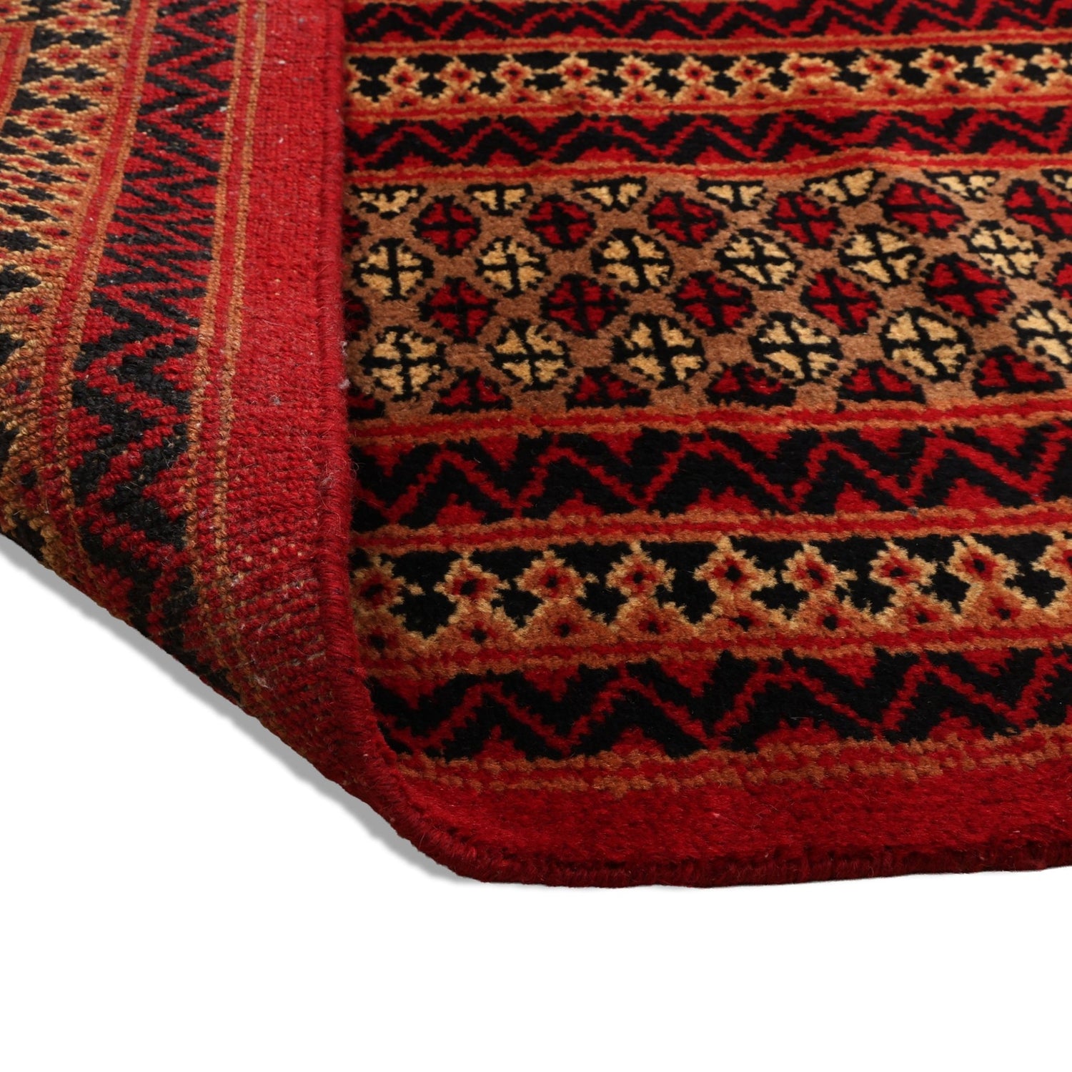 Santa Fe Hand-Knotted Wool Tribal Rug in Ribbon Red Color